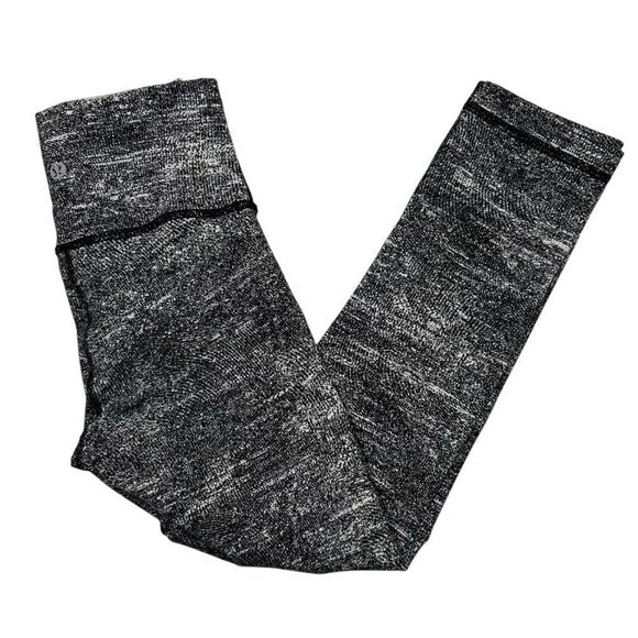 Lululemon Wunder Under Crop‎ (Hi-Rise) *21" Leggings Rush Jacquard Black White 2 - Picture 1 of 6